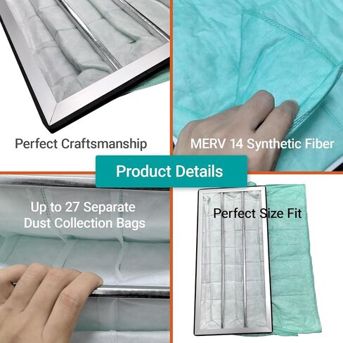 24x12x12 MERV 14 Air Filter Replacement - Synthetic Pocket - Compatible with Jet AFS-1000B/C, Powermatic 1791082, JET 708733 & More - 2 Pack in Kuwait