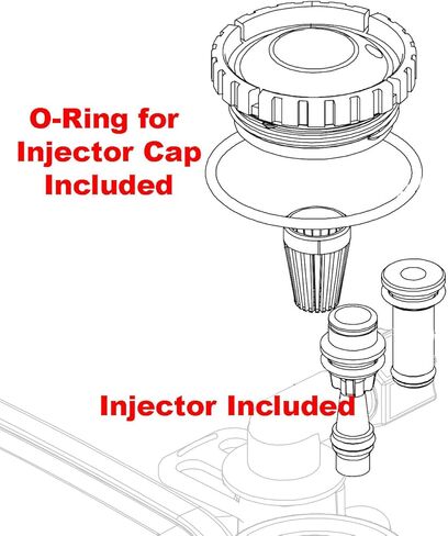 Clack Injector - V3010# 1E - White - Includes Injector Cap O-ring Seal, Part V3152 - Authentic OEM Parts - Soft Water Supply Product Bundle in Kuwait