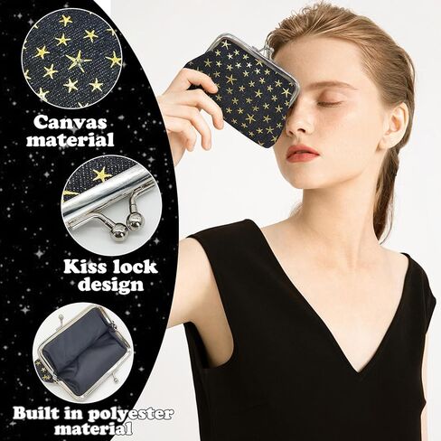 2Pcs Coin Purse, Denim Coin Pouch for Women, Fashionable Change Purse with Kiss-Lock, Lightweight Mini Coin Wallet for Change, Cards, Keys, Receipts(Style 2) in Saudi Arabia