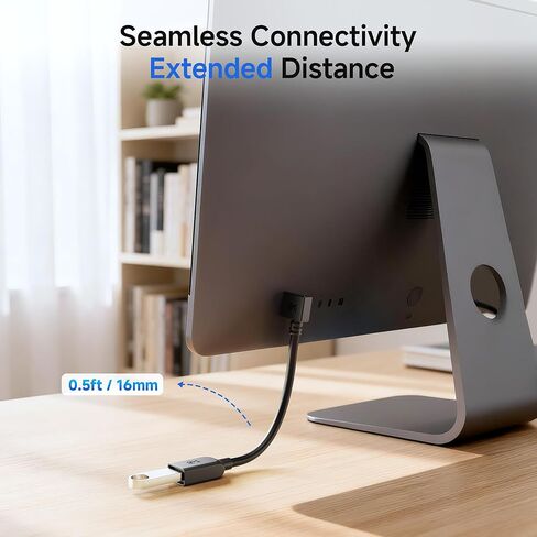 كابل ماترز 5 جيجابت في الثانية كومبو حزمة 90 درجة و270 درجة زاوية يمنى كابل تمديد USB - 0.5 قدم / 16 سم، كابل تمديد USB 3.0 قصير، موسع USBA ذكر إلى أنثى، أسود in Kuwait