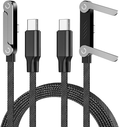 240W USB C to USB C Cable 2-Pack 5FT with Desktop Stand, 90 Degree Right Angle Braided Fast Charging Type C Cord for iPhone 17/16/15, MacBook Pro/Air M4, Galaxy S25/S24, iPad Pro, Switch in Saudi Arabia