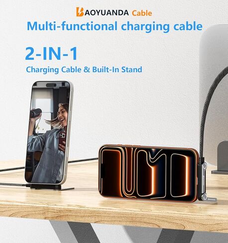 240W USB C to USB C Cable 2-Pack 5FT with Desktop Stand, 90 Degree Right Angle Braided Fast Charging Type C Cord for iPhone 17/16/15, MacBook Pro/Air M4, Galaxy S25/S24, iPad Pro, Switch in Saudi Arabia