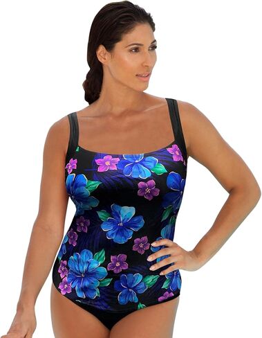 AQUAMORE توب تانكيني برقبة واسعة وطباعة مقاومة للكلور - 217 AQM Wild Blossom - 14 in Kuwait