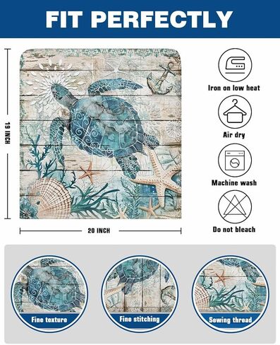 Teal Crab Coastal Chair Covers Set of 4 for Dining Room, Summer Beach Chair Back Cover, Nautical Starfish Shell Retro Removable Kitchen Chair Slipcovers Seat Protector for Party Banquet in Saudi Arabia