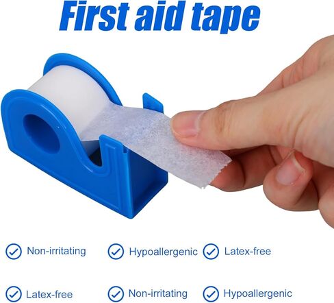 2pcs Nonwoven First Aid Tape & 2pcs Dispenser, 1in x 10 Yards Breathable Microporous Tape Hypoallergenic Wound Bandage for Sensitive Skin in Kuwait