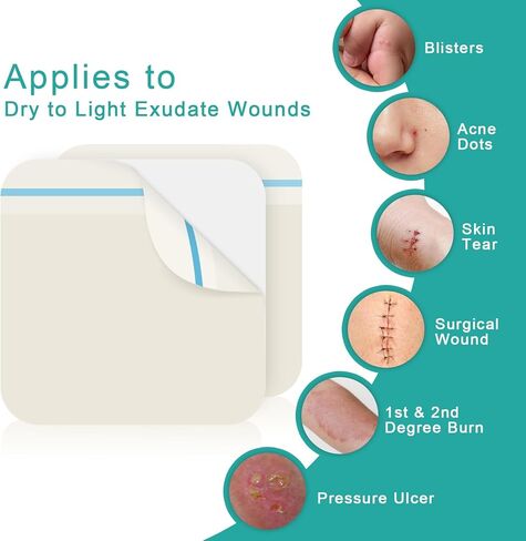 Hydrocolloid Dressing Bandages 4x4 Inch 20 Pack Waterproof Wound Care Pads Hydrocolloid Patch Bandage Adhesive Gel Cushioning Promotes Faster Healing in Kuwait