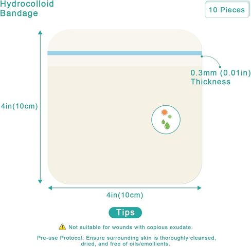 Hydrocolloid Dressing Bandages 4x4 Inch 20 Pack Waterproof Wound Care Pads Hydrocolloid Patch Bandage Adhesive Gel Cushioning Promotes Faster Healing in Kuwait