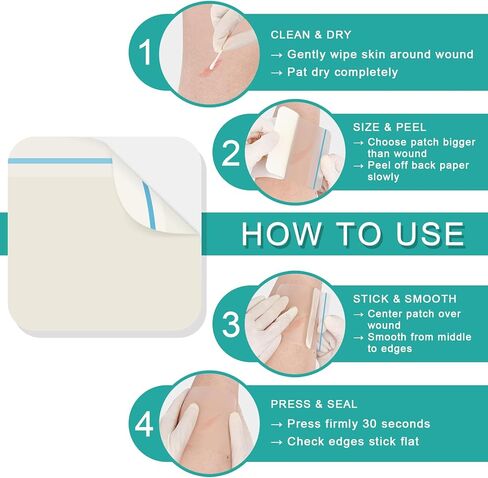 Hydrocolloid Dressing Bandages 4x4 Inch 20 Pack Waterproof Wound Care Pads Hydrocolloid Patch Bandage Adhesive Gel Cushioning Promotes Faster Healing in Kuwait