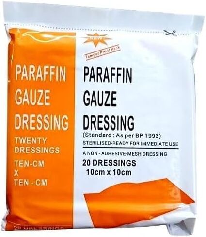 Paraffin Dressing Gauze10cm x 10cm Standard Ready for Use_Pack of 20Pcs in Kuwait