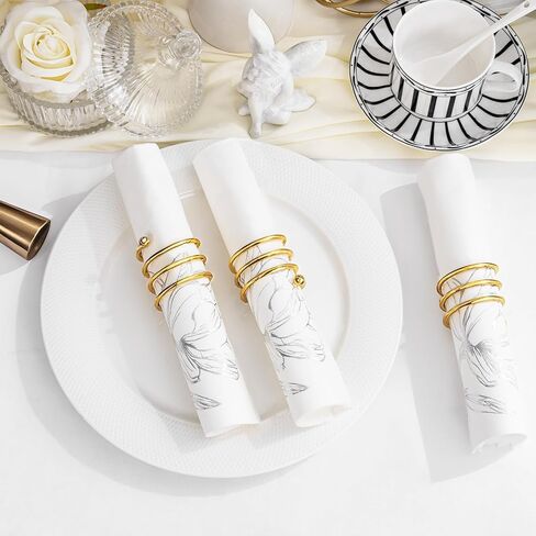 50 Pack Gold Magnolia Napkins - Gold Floral Disposable Napkins - Cloth-Like Feel Dinner Paper - Vintage Heavy Duty Hand Towels for Bathroom Wedding Holiday Party Bridal Decorative Towels in Saudi Arabia