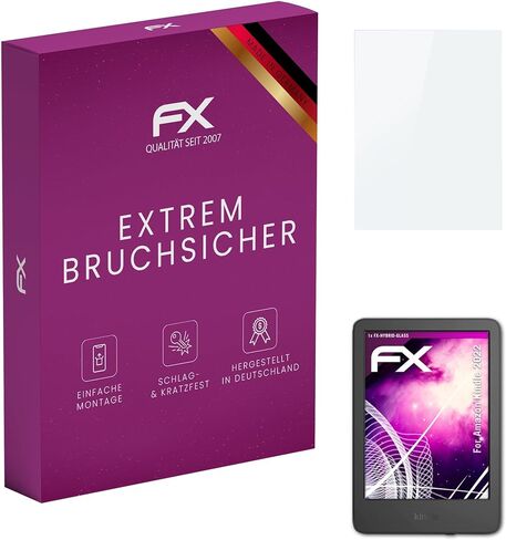 طبقة حماية زجاجية بلاستيكية من atFoliX متوافقة مع واقي زجاجي Amazn Kindl 2022، وواقي شاشة زجاجي 9H Hybrid-Glass FX من البلاستيك in Saudi Arabia