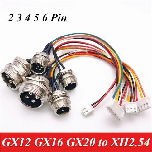GX12/16/20 إلى XH2.54 سلك المحطة M12 الطيران 2-6Pin ذكر كابل محول الرأس موصل 15-30 سنتيمتر 1 قطعة (GX16 ، 150 مللي متر ، 6p) in Kuwait