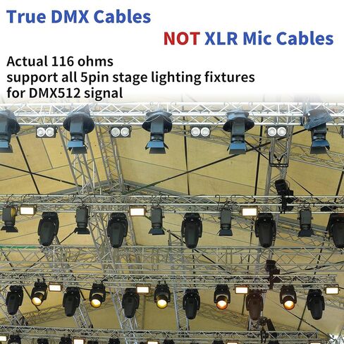 كابل DMX صغير الحجم ذو 5 دبابيس بطول 15 قدمًا مكون من 6 حزم - كابل DMX512 لإضاءة المسرح ذكر إلى أنثى (15 بوصة) in Kuwait