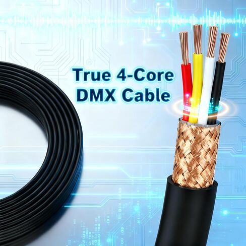 كابل DMX صغير الحجم ذو 5 دبابيس بطول 15 قدمًا مكون من 6 حزم - كابل DMX512 لإضاءة المسرح ذكر إلى أنثى (15 بوصة) in Kuwait