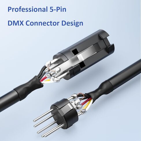 كابل DMX صغير الحجم ذو 5 دبابيس بطول 15 قدمًا مكون من 6 حزم - كابل DMX512 لإضاءة المسرح ذكر إلى أنثى (15 بوصة) in Kuwait