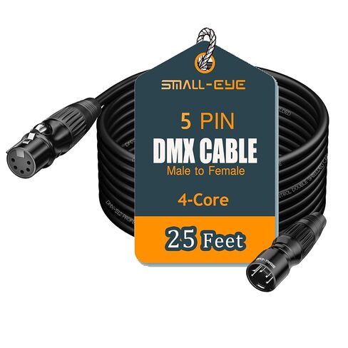 كابل DMX صغير الحجم ذو 5 دبابيس بطول 15 قدمًا مكون من 6 حزم - كابل DMX512 لإضاءة المسرح ذكر إلى أنثى (15 بوصة) in Kuwait