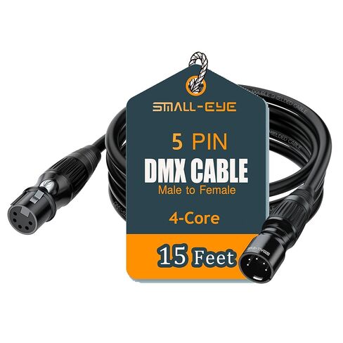 كابل DMX صغير الحجم ذو 5 دبابيس بطول 15 قدمًا مكون من 6 حزم - كابل DMX512 لإضاءة المسرح ذكر إلى أنثى (15 بوصة) in Kuwait