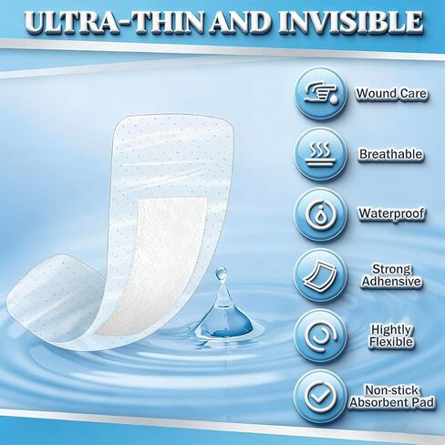 120 Pcs Waterproof Bandages Variety Pack, Clear Adhesive Bandaids for Wound Care, Fingers, Knees and Heels, Stays on Skin in The Bath, Shower or Pool, First-Aid, Assorted Size in Kuwait