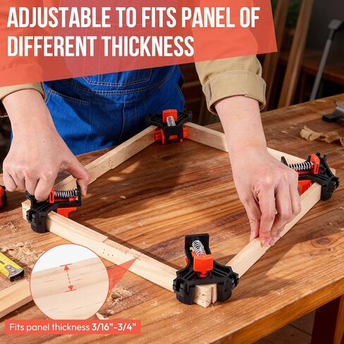 4Pcs Corner Clamp for Woodworking, 90 Degree Right Angle Clamp, Adjustable Spring Loaded Wood Clamps for Photo Framing, Picture Frames, Cabinets, Furniture, DIY Projects - Woodworking Tools in Kuwait