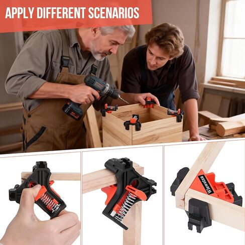 4Pcs Corner Clamp for Woodworking, 90 Degree Right Angle Clamp, Adjustable Spring Loaded Wood Clamps for Photo Framing, Picture Frames, Cabinets, Furniture, DIY Projects - Woodworking Tools in Kuwait