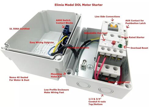4-6-480LCS 3 HP 480V محرك مغناطيسي بتصنيف 4X، بديل لـ Elimia OEM in Kuwait