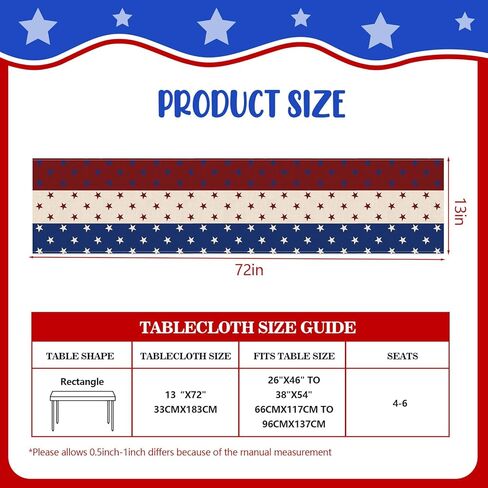 Patriotic Table Runner 4th of July Decor & Memorial Day Decor in Red White and Blue American Flag Design Independence Day Table Runner for Kitchen, Dining, Home Party in Saudi Arabia