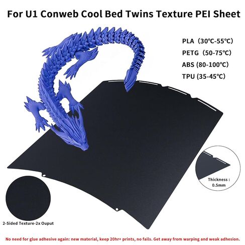 FYSETC Replacement Build Plate for Snapmaker: Upgraded U1 10.6 in Conweb Cool Bed Twins Texture PEI Sheet Special for Filament PLA Keep Printing 720H Saving Energy 42kwh - 270mm Black in Kuwait