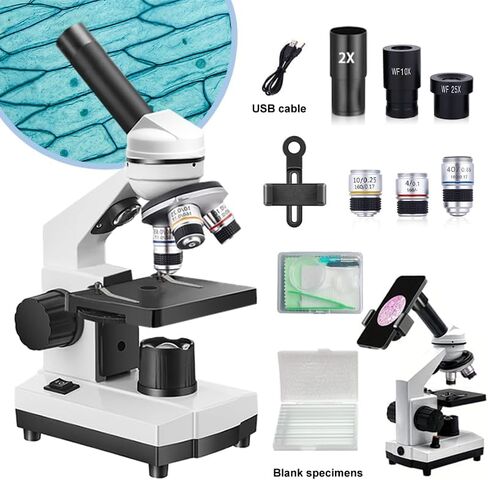 Adult and Student Compound Microscope - 40X-2000X High-Power Biological Microscope, with Dual LED Lighting, Suitable for School Laboratories and Home Education in Kuwait