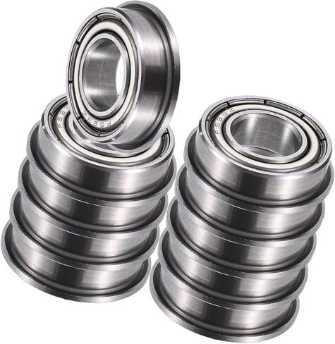 F688ZZ 8x16x5mm Double Metal Shield Single Row Flanged Ball Bearings Deep Groove Ball Bearings Silver Tone - Pack of 10 Durable Material in Kuwait