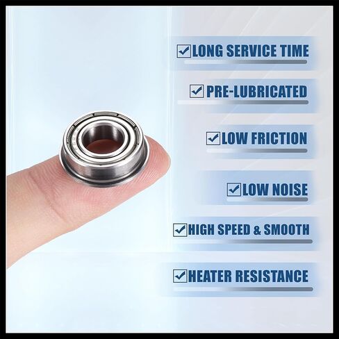 F688ZZ 8x16x5mm Double Metal Shield Single Row Flanged Ball Bearings Deep Groove Ball Bearings Silver Tone - Pack of 10 Durable Material in Kuwait