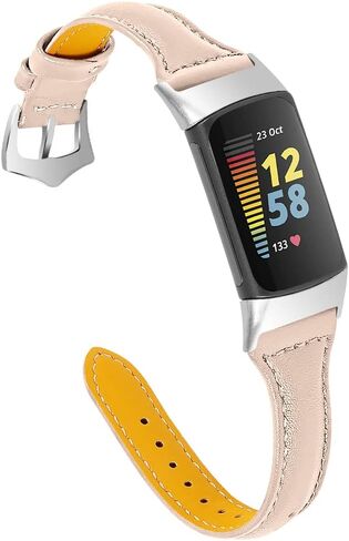 حزام جلدي متوافق مع حزام Fitbit Charge 6/Charge 5، سوار رياضي بديل من الجلد الطبيعي للنساء والرجال، سوار معصم لتتبع اللياقة البدنية Charge 6 in Kuwait