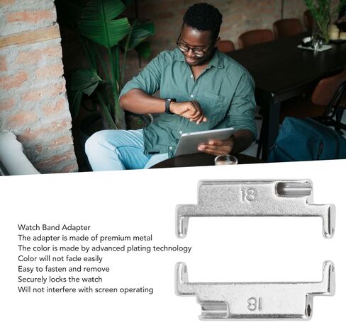 Brrnoo 18-22mm Metal Watch Band Adapter, Premium Connector Set for Smartwatches, Original Design, Easy to Install, with 2 Spring Bars, Universal Fit for Watch Bands in Saudi Arabia