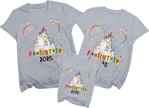 MYHALF Magical Family Shirts Matching 2026 Vacation Family Matching Outfits Mom and Mini Cute Summer Trip Clothes in Saudi Arabia