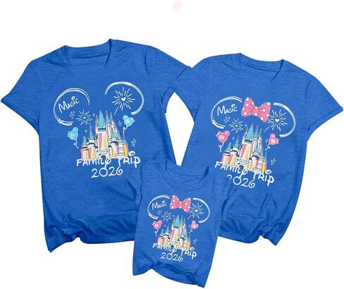MYHALF Magical Family Shirts Matching 2026 Vacation Family Matching Outfits Mom and Mini Cute Summer Trip Clothes in Saudi Arabia