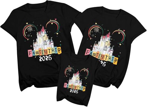 MYHALF Magical Family Shirts Matching 2026 Vacation Family Matching Outfits Mom and Mini Cute Summer Trip Clothes in Saudi Arabia