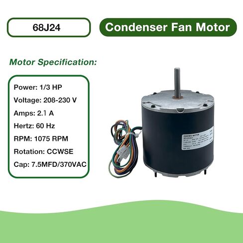 محرك مروحة مكثف 68J24 1/3 HP 208-230V 2.1A 1075 RPM يستبدل Lennox 68J2401 97M62, 69W96, 100483-29, 100483-01, K55HXGCE-8094 in Kuwait