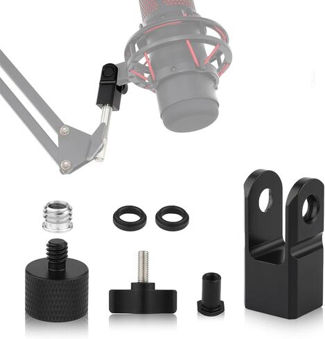 محول تركيب الميكروفون لجهاز Hyperx Quadcast مع محول لولبي 3/8 بوصة أو 1/4 بوصة وصامولة، يعمل مع حامل ميكروفون HyperX QuadCast وذراع الرافعة (أسود) in Kuwait