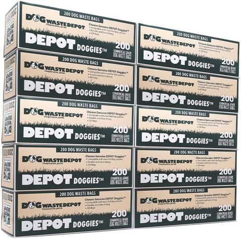 Dog Waste Depot® - 2000 كيس من أكياس نفايات الكلاب Depot Doggies™ - أكثر سمكًا بنسبة 50% وتناسب موزع أكياس الكلاب "House" - (10 لفات من 200 كيس) in Kuwait