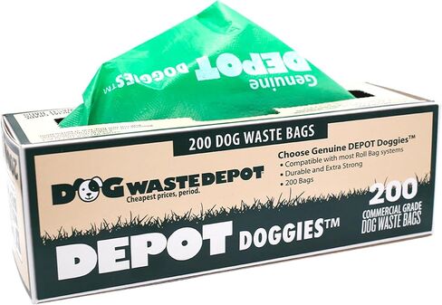 Dog Waste Depot® - 2000 كيس من أكياس نفايات الكلاب Depot Doggies™ - أكثر سمكًا بنسبة 50% وتناسب موزع أكياس الكلاب "House" - (10 لفات من 200 كيس) in Kuwait