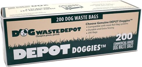 Dog Waste Depot® - 2000 كيس من أكياس نفايات الكلاب Depot Doggies™ - أكثر سمكًا بنسبة 50% وتناسب موزع أكياس الكلاب "House" - (10 لفات من 200 كيس) in Kuwait