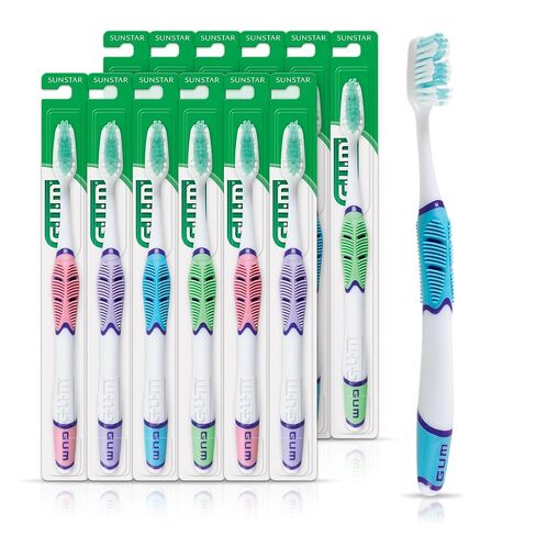 فرشاة أسنان GUM Technique للعناية الحساسة، 516PG، رأس كامل، شعيرات فائقة النعومة، عينة احترافية، عدد 1 (عبوة من 12 قطعة) in Kuwait