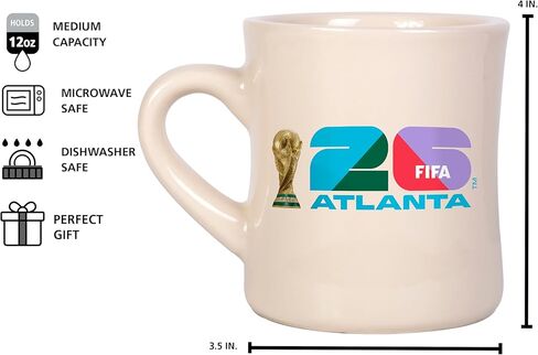 FIFA World Cup 2026 12 oz Diner Mug – Timeless 12oz Ceramic, Smooth Diner-Style Shine, Vintage Design – Great For Home Or Collectible in Saudi Arabia