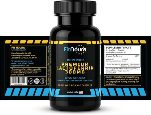 Enteric Coated Lactoferrin Supplement - Delayed Release Capsules | Grass Fed Bovine Lactoferrin | Immune Support, Boosts Immunity, Gut Health, Digestive Support | Low Lactose in Kuwait