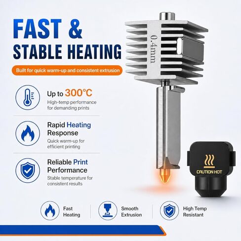 A1 Stainless Steel Hotend Kit with 0.4mm Hardened Steel Nozzle, All Metal Extruder Hot End & Heating Block Replacement, High Temp Resistant 3D Printer Accessory for Bambu Lab A1/A1 MINI in Kuwait