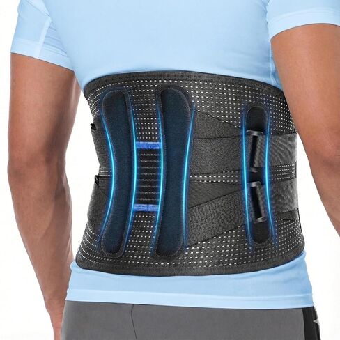 Fit Geno Back Brace for Lower Back Pain Men & Women: Adjustable Lumbar Support Brace for Pain Relief - Breathable Waist Belt for Comfort - L/XL in Kuwait