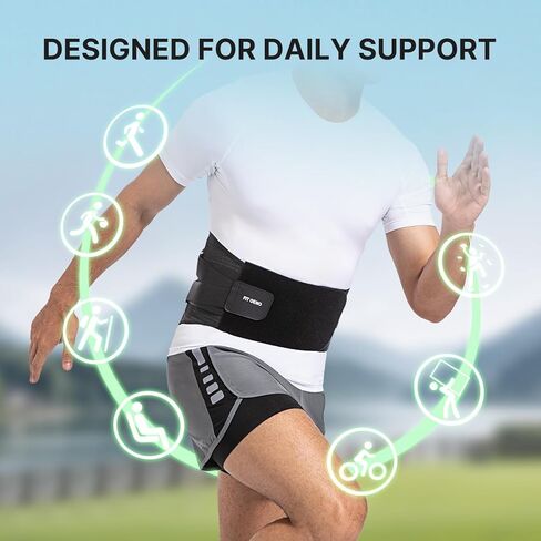 Fit Geno Back Brace for Lower Back Pain Men & Women: Adjustable Lumbar Support Brace for Pain Relief - Breathable Waist Belt for Comfort - L/XL in Kuwait