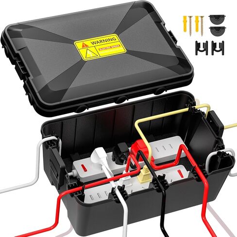 Clatoon Medium Outdoor Electrical Box Waterproof 10.3 x 5.9 x 3.7 in, IP54 Waterproof Extension Cord Cover Outlet Box, Weatherproof Connection Box for Electronics Outside, Power Strip, Light, Plug in Saudi Arabia