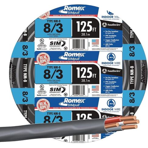 Southwire 75 قدم 8/3 NM-B سلك كهربائي سكني داخلي مجدول - أسود in Kuwait