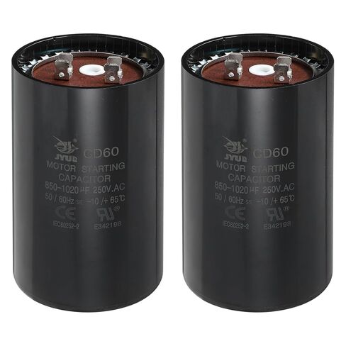 MECCANIXITY CD60 مكثف 400-480 UF/Mfd، 250 VAC CD60 تشغيل المحرك مكثف لبدء تشغيل محرك المروحة الكهربائية (أسود، حزمة من 2) in Kuwait