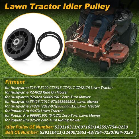 539110311/539110411 حزام محرك بكرة المهمل المسطح لـ Husqvarna Z254F Z200 CZ3815 CZ4217 RZ5424 Z5426 Zero-Turn RZ4623 ركوب على جزازة العشب لجرار العشب Poulan Pro 460ZX in Kuwait